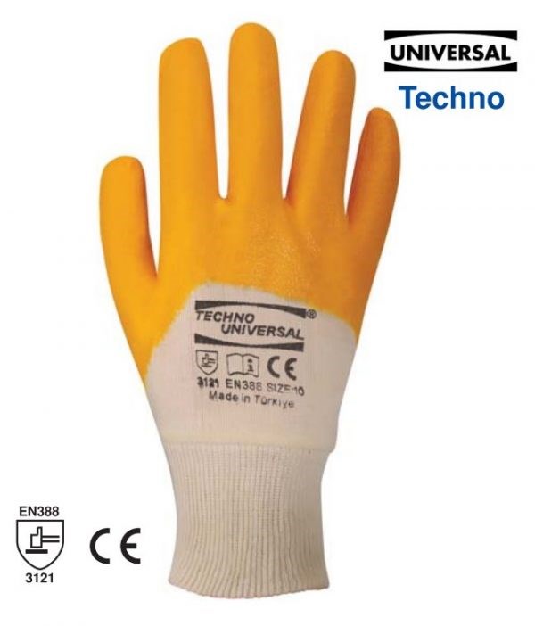 Üniversal Nitril 3121 Eldiven Techno Sarı   9 No
