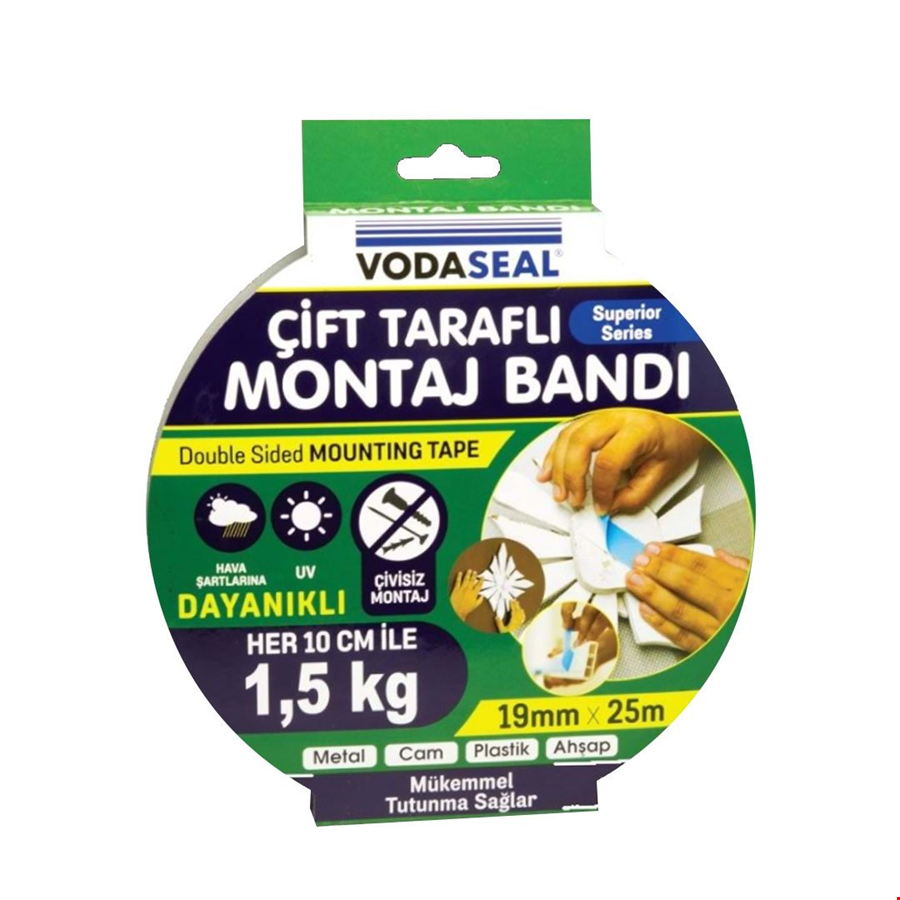 Vodaseal Çift Taraflı Köpük Montaj Bantı 19*25 mt