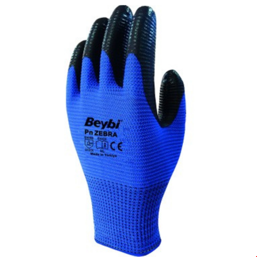 Beybi Pn Zebra Eldiven  Mavi - Siyah 10 no